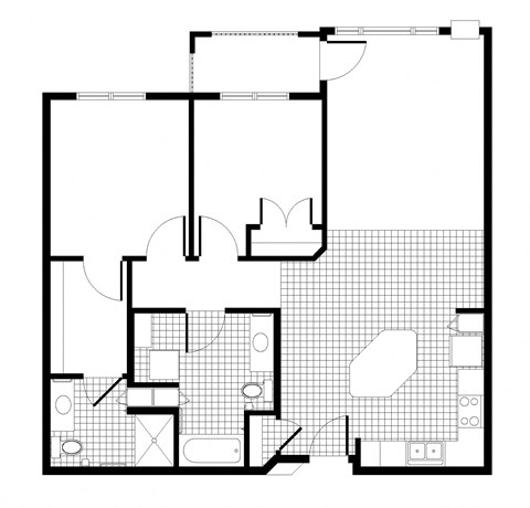 Floor plan for 2 beds, 2 baths, 1062 sqft
